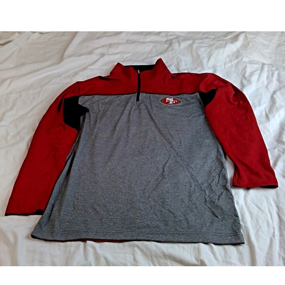 NFL Team Apparel San Francisco 49ers Woman's 1/4 Zip Pullover XL 18/20 Red/Gray